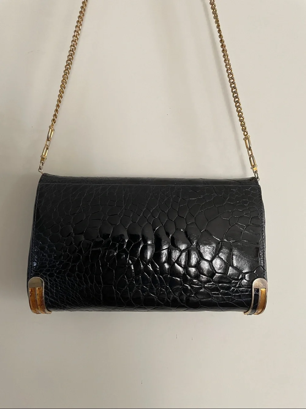 VTG: RIGHINI ROMA Piazza Di Spagna Genuine Leather Croc Chain  Bag/Clutch